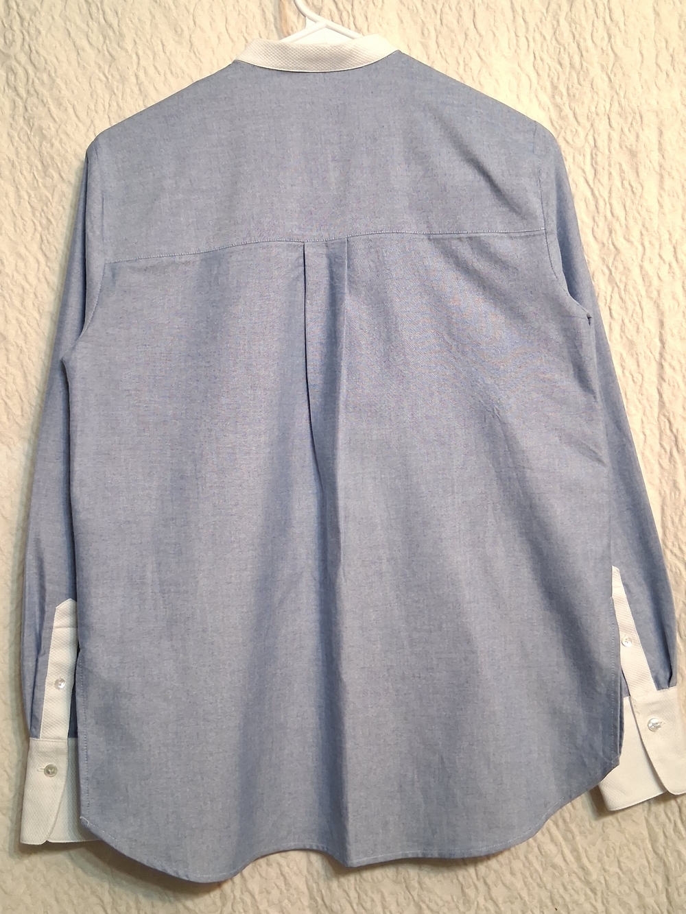 Veronica Beard Light Blue and White Bib Button Up Blouse - Picture 4 of 7